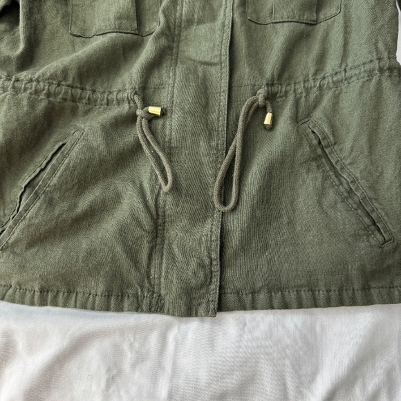 Old Navy Women's Zip Up Linen Field Jacket Collared Army Green Medium Outdoor - Picture 7 of 14